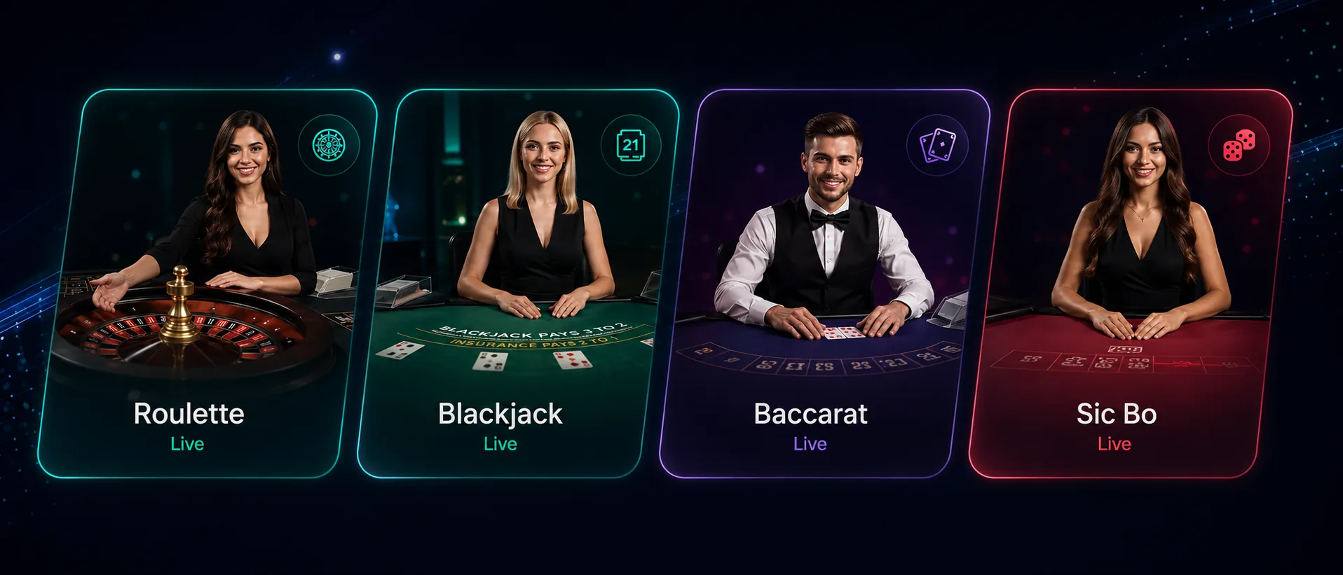 Savaspin Live Casino mit Roulette Blackjack Baccarat und Sic Bo