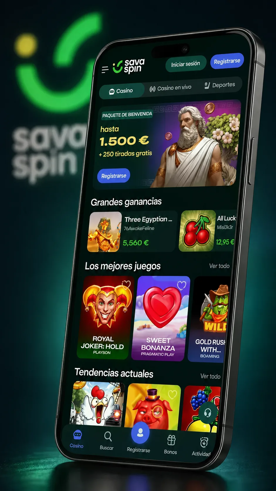 Savaspin Casino en smartphone